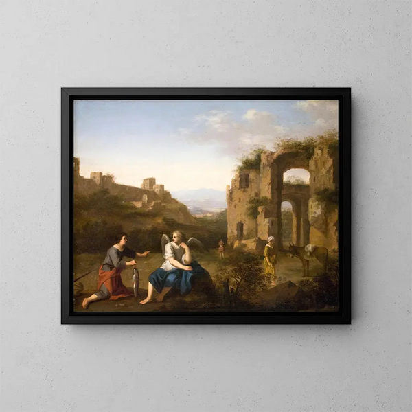 Tobie und der Engel - Toussaint Gelton — gerahmtes Bild an der Wand