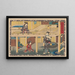 Uomo che guarda una donna su un balcone - Toyokuni Utagawa — quadro incorniciato alla parete