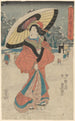 Woman in the snow with umbrella - Toyokuni Utagawa — artwork view