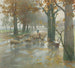 Hirtentruppe mit Schafen und Schäferin an einem Regentag - Adolf Kaufmann — Ansicht des Kunstwerks