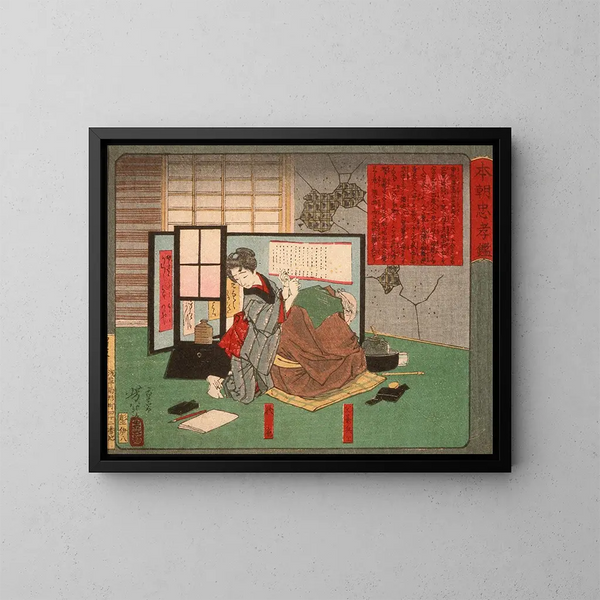 Akinoiro und sein Vater Jinbei - Tsukioka Yoshitoshi — gerahmtes Bild an der Wand