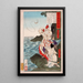 Empress Jing and Takeuchi no Sukune fishing at Chikuzen - Tsukioka Yoshitoshi — framed artwork on a wall