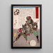 Fin Kiemon Masatada with attacker - Tsukioka Yoshitoshi — framed artwork on a wall