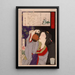 Geisha drinking from a sake kettle at 2:00 AM - Tsukioka Yoshitoshi — framed artwork on a wall