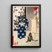 Kazuenokami Kat Kiyomasa of observing a monkey with a brush - Tsukioka Yoshitoshi — framed artwork on a wall