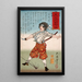 Maebara Ikkaku tenant une épée - Tsukioka Yoshitoshi — framed artwork on a wall