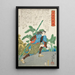 Nagazashi Gonji painting near a lotus pond - Tsukioka Yoshitoshi — framed artwork on a wall