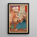 Oda Udaijin Taira no Nobunaga in fiamme al tempio Honnji - Tsukioka Yoshitoshi — quadro incorniciato alla parete