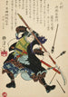 Ronin ou samurai sans maître repoussant des flèches - Tsukioka Yoshitoshi — vista dell’opera