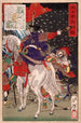 Sakanoue Tamuramaro under a rain of arrows - Tsukioka Yoshitoshi — artwork view