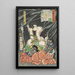 Shgun Tar Taira Yoshikado disarming two goblins - Tsukioka Yoshitoshi — framed artwork on a wall