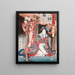 Shiranui inginocchiata accanto a un uomo crocifisso - Tsukioka Yoshitoshi — quadro incorniciato alla parete