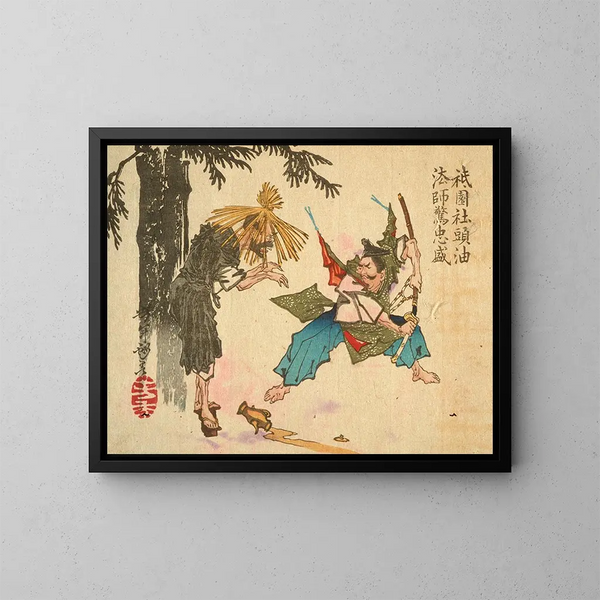Tadamori und der Öldieb - Tsukioka Yoshitoshi — gerahmtes Bild an der Wand