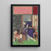 The plasterer Toyokichi assassinating his mistress Oei and her family - Tsukioka Yoshitoshi — framed artwork on a wall