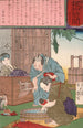 Triplés nés d'un fermier et de sa femme - Tsukioka Yoshitoshi — quadro incorniciato alla parete