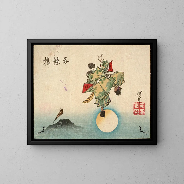 Ushiwakamaru sul ponte di Goj - Tsukioka Yoshitoshi — quadro incorniciato alla parete