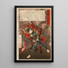 the Kubo Hikozaemon Tadanori painting saving Tokugawa Ieyasu - Tsukioka Yoshitoshi — framed artwork on a wall
