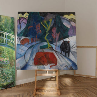 Un bison rouge en hiver - Franz Marc | Reproduction Tableau Décoration murale affiche copie