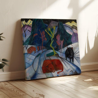 Un bison rouge en hiver - Franz Marc | Reproduction Tableau Décoration murale affiche copie
