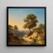 Ein Berglandschaft mit einer Frau am Frühlingsbrunnen - Heinrich Dallwig — gerahmtes Bild an der Wand
