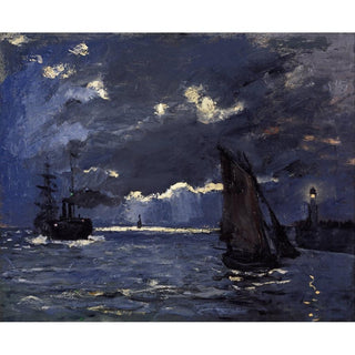 Un paysage marin, la navigation au clair de lune - Claude Monet | Reproduction Tableau Décoration murale affiche copie