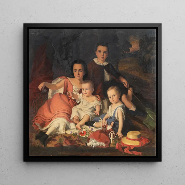Un portrait de groupe avec quatre enfants dans un paysage - Alajos Gyrgyi Giergl