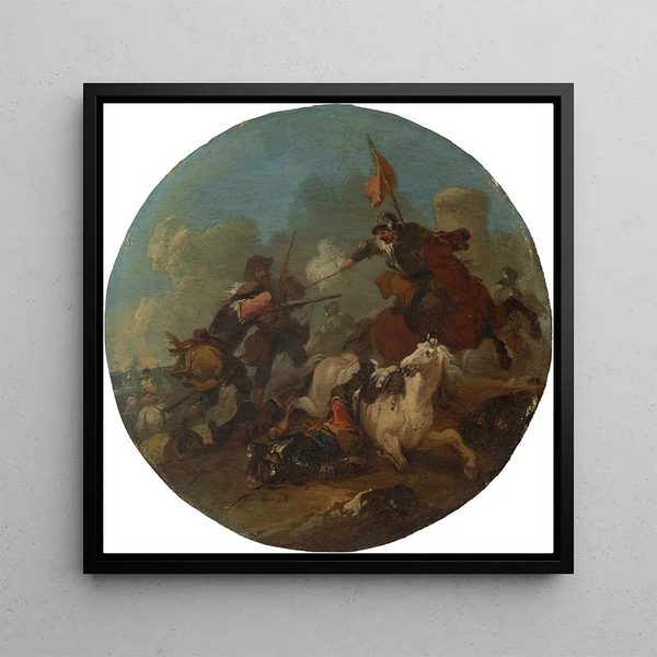 Une scène de bataille avec un cheval tombé - August Querfurt