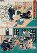 Acte IX Oishi Déguisant Yuranosuke en Moine Flûtiste Komusô Oishi Attacca Honzô per aver provocato la morte di Enya - Utagawa Kunisada Toyokuni III — vista dell’opera