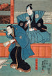 Schauspieler Band Sajr I in Mumata Junsai Band Takesabur I in Oguri Stan - Utagawa Kunisada Toyokuni III — Ansicht des Kunstwerks