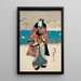 Homme à la Mode Observant la Neige - Utagawa Kunisada Toyokuni III — framed artwork on a wall