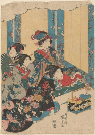 Utagawa Kunisada Toyokuni III - Four Courtesans Elaborately Garbed.webp