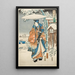 Murasaki and Genji Observing the Snow - Utagawa Kunisada Toyokuni III — framed artwork on a wall