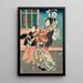 uji de Miya and his servant Tsuruya Denzō - Utagawa Kunisada Toyokuni III — framed artwork on a wall