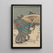 Snow scene, woman bending to adjust her shoe - Utagawa Kunisada Toyokuni III — framed artwork on a wall
