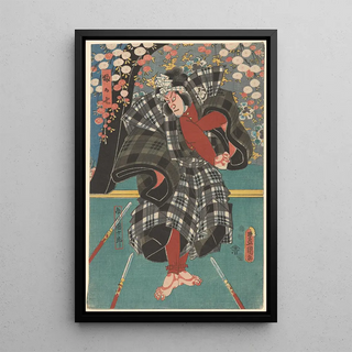 Utagawa Kunisada Toyokuni III - The Actor Ichikawa Danjuro in a Plaid Costume.webp