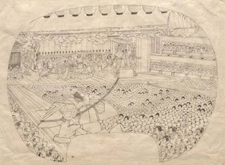 Utagawa Sadahide - Design for Fanshaped Print of Kabuki Theater.webp