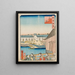 Landschaft am Meerufer in Osaka - Utagawa Yoshitaki — gerahmtes Bild an der Wand