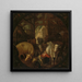 Cows in a barn, witches in the four corners - Roelant Savery — framed artwork on a wall