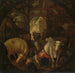 Cows in a barn, witches in the four corners - Roelant Savery — artwork view