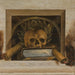 Vanité Nature morte with skull, laurel crown, book, and two lit candles - Jacob van Campen — displayed in an interior