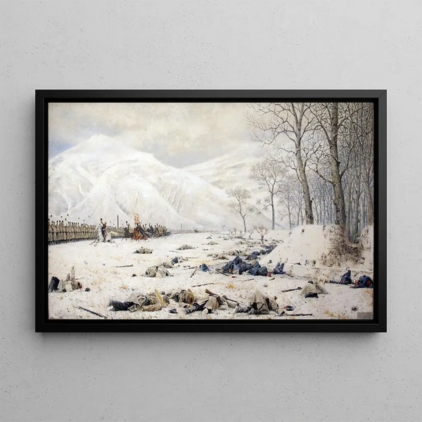Campo di battaglia a Shipka - Vasily Vereshchagin — quadro incorniciato alla parete