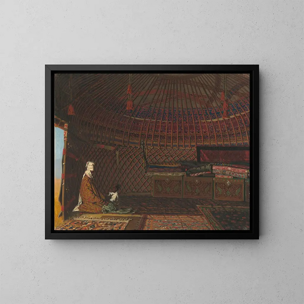 All'interno della tenda di un ricco kirghiso - Vasily Vereshchagin — quadro incorniciato alla parete