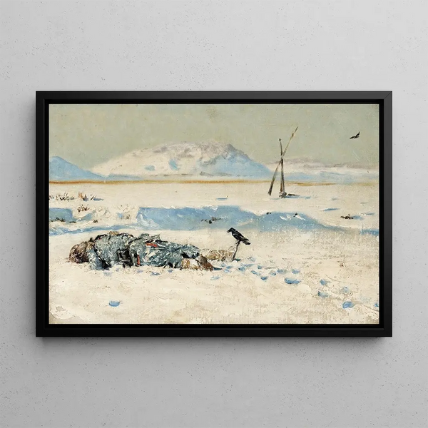 Der gefallene Soldat - Vasily Vereshchagin — gerahmtes Bild an der Wand