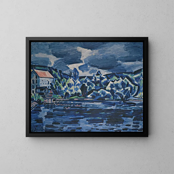 Sturm über dem Fluss Otava - Václav Špála — gerahmtes Bild an der Wand
