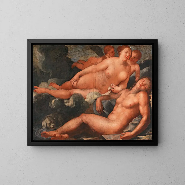 Diane und Endymion - Venezianische Schule — gerahmtes Bild an der Wand