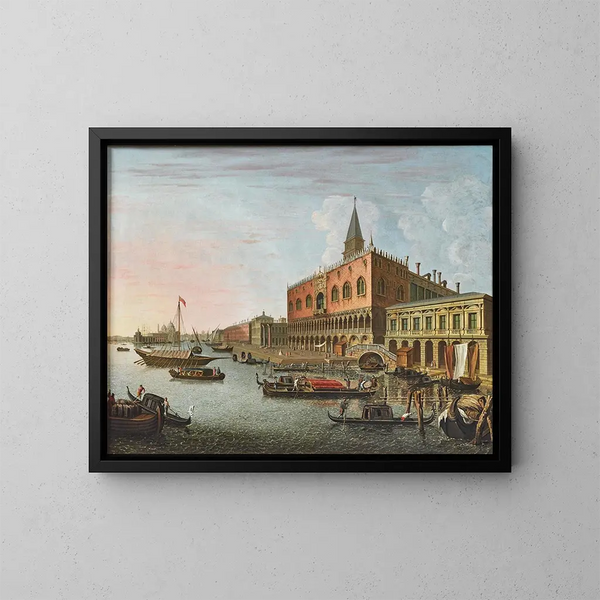 Das Dogenpalast in Venedig - Venezianische Schule — gerahmtes Bild an der Wand