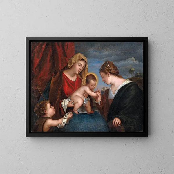 Der mystische Hochzeit der heiligen Katharina - Venezianische Schule — gerahmtes Bild an der Wand