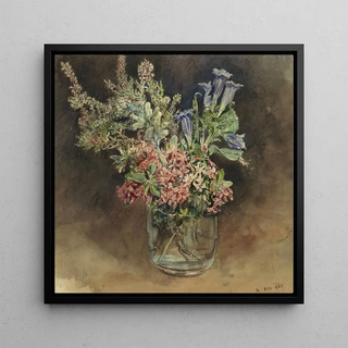 Verre avec des fleurs des Alpes - Rudolf von Alt