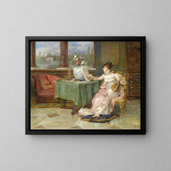 La Sonate - Vicente Palmaroli y González — gerahmtes Bild an der Wand