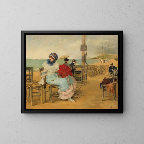 auf der Promenade - Vicente Palmaroli y González — gerahmtes Bild an der Wand
